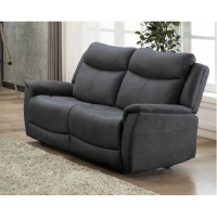 Modern 2 Seater Sofa Slate Dark Grey Leather Effect Fabric Upholstered 148cm Wide