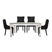 Moroccan Glass Dining Set With 4 Tufted Back Black Chairs