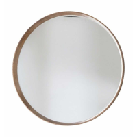 Modern Style Oak Wood Round Wall Mirror 73.5cm Diameter
