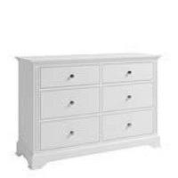 Modern And Classic Style White Painted Solid Acacia Wood 6 Drawer Bedroom Chest 78 x 115cm