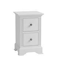 Traditional French Style Wood White Painted Small 2 Drawer Bedside Cabinet 56.5 x 35cm