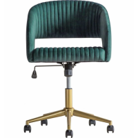 Modern Green Velvet Upholstered Swivel Office Chair With Stainless Steel Legs 82x56cm