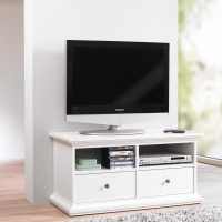 Modern White Painted 2 Drawer TV Media Unit With Round Metal Knobs 50.76x102.6cm