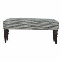 Durrie Modern Rectangular Mango Wood Black and White Patterned Upholster Bench 45 x 102cm