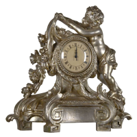 Silver Gilt Leaf Cherub Clock