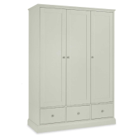 Modern Grey Painted Large Triple 3 Door 3 Drawer Wardrobe 195cm Tall x 140cm Wide