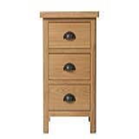 Industrial Style Oak 3 Drawer Bedside Cabinet With Brass Effect Cup Handles 58 x 42cm