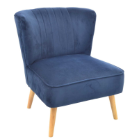 Cromarty Navy Blue Velvet Fabric Upholstery Ribbed Cocktail Chair 74x64x62cm