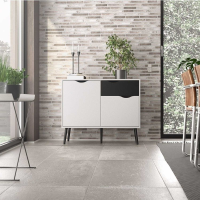 White and Black Matt Retro Modern Small Sideboard Buffet 1 Drawer 2 Doors