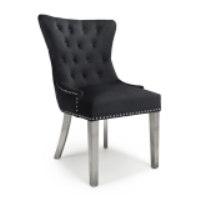 Lionhead Ring Back Brushed Velvet Black Accent Chair in Silver Stainless Steel legs