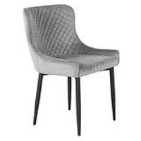 Set of 2 Velvet Dining Chairs with Powder Coated Steel Legs