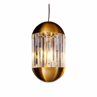 Neptune Small Clear Pendant With Electro Plated Brass E14 40W