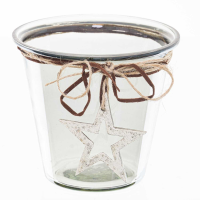 Smoked Midnight Hammered Star Medium Candle Holder