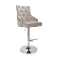 Mink Light Brown Velvet Adjustable Bar Stool Chrome Base and Footrest
