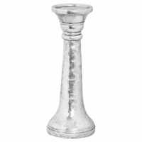 Hammered Silver Ceramic Candle Holder