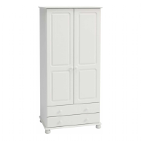 Copenhagen White MDF Smooth Lacquered 2 Door 2 Drawer Double Bedroom Wardrobe 185x88cm