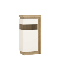 Modern Tall Narrow Display Cabinet in Oak White High Gloss 123.6cm Tall LHD