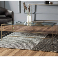 Modern Coffee Table Metal and Clear Glass Champagne Gold Finish 120 x 65cm