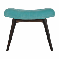 In1447 Aqua Cotton Velvet Curved Bench