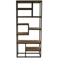 Savannah Industrial Slim Rectangular Mango Wood Natural Open Bookcase 180cm Tall