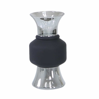 Value 30cm Black And Chrome Glass Vase