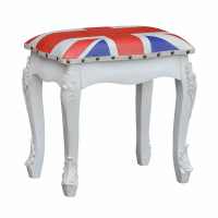 White Painted Stool With Union Jack Seating