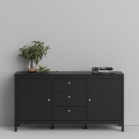 Modern Matt Black 2 Door And 3 Drawer Sideboard With Metal Knobs 79.7 x 151.2cm
