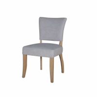 Duke Light Grey Velvet Fabric Upholstery Kitchen Dining Room Chair Wooden Frame