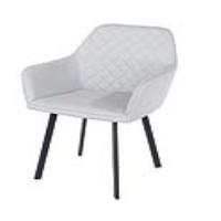 Modern Aspen Grey Faux Leather Upholstered Armchair On Black Metal Legs 82x56cm