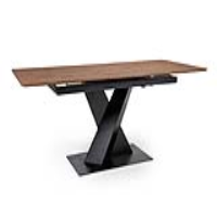 Modern Extending Dining Table Light Walnut Heat Scratch Resistant Top Black Metal Base 160 to 200cm