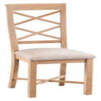 Pair of Modern Oak Double Cross Back Dining Chairs Cream Fabric Seat Pad