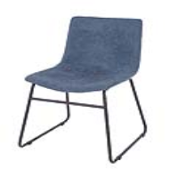 Aspen Blue Fabric Upholstered Kitchen Dining Chair with Black Metal Legs 82x46cm