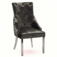Belvedere Modern Knocker Back Charcoal Velvet Fabric Kitchen Dining Chair
