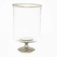 Silver Rim Large Hurricane Lamp