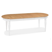 Large Ivory White Painted Oval Extending Dining Table Oak Top 6 to 8 Seater