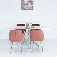 160cm Rectangular Dining Table And 4 Rose Pink Stella Chairs