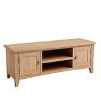 Traditional Oak Wood And Metal Large 2 Door Living Room TV Unit With Shelf 45 x 120cm