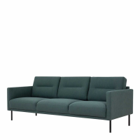 Modern Dark Green Fabric Upholstery 3 Seater Living Sofa With Black Metal Legs 79x210cm