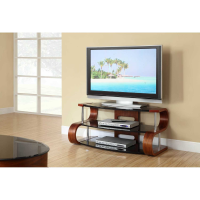 Florence Modern TV Unit Stand with Flowing Walnut Frame and Piano Black Glass