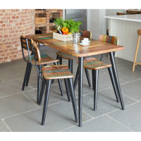 Rustic Painted Kitchen Dining Table Recycled Boat Wood Urban Chic Style Black Legs