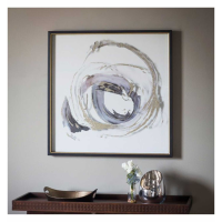 Modern Style Whirlpool Framed Wall Abstract Art In Pewter Black And Gold PS Frame 84x84cm