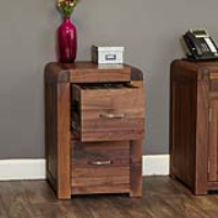 Walnut Lacquered Two Drawer Home Office Filing Cabinet Bedside Table 81x54cm