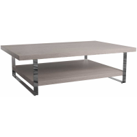 Silver Oak Finish Large Coffee Table Chrome Effect Detailing with Magazine Shelf