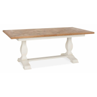 Ivory Painted 6 to 8 Seater Extending Dining Table Oak Top 8 Rustic Espresso Faux Leather Chairs Set