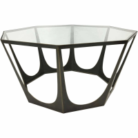 Modern Style Geometric Catalan Bronze Gilded Coffee Table With Glass Top 93 x 86.5cm