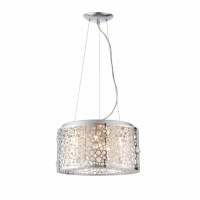 Modern Chrome Finish Crystal Facet Shaded Living Room Pendant Light 146 x 40cm