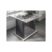 Donatella Modern Square Grey High Gloss Marble Lamp End Table 48.5x60cm