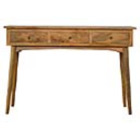 Nordic Style Mango Wood 3 Drawer Living Room Console Table With Brass Knobs 78 x 115cm