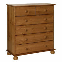 Copenhagen Solid Pine Lacquered Finish 2 Over 4 Drawer Bedroom Chest 90x82cm