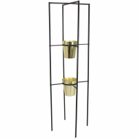 Modern Style Gold Plated Planters With Black Metal Frame Stand 49 x 49cm